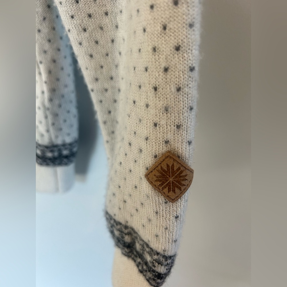 Icewear Wool Full-Zip Cream Nordic Pattern Icelandic Women's Sweater XS - Picture 3 of 4